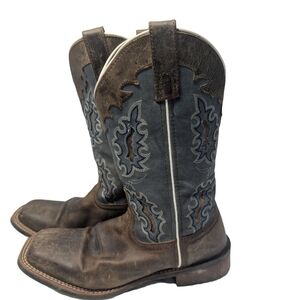 Laredo Women 5666 Isla Inlay Embroidery Square Toe Cowboy Blue Boot Size 8.5